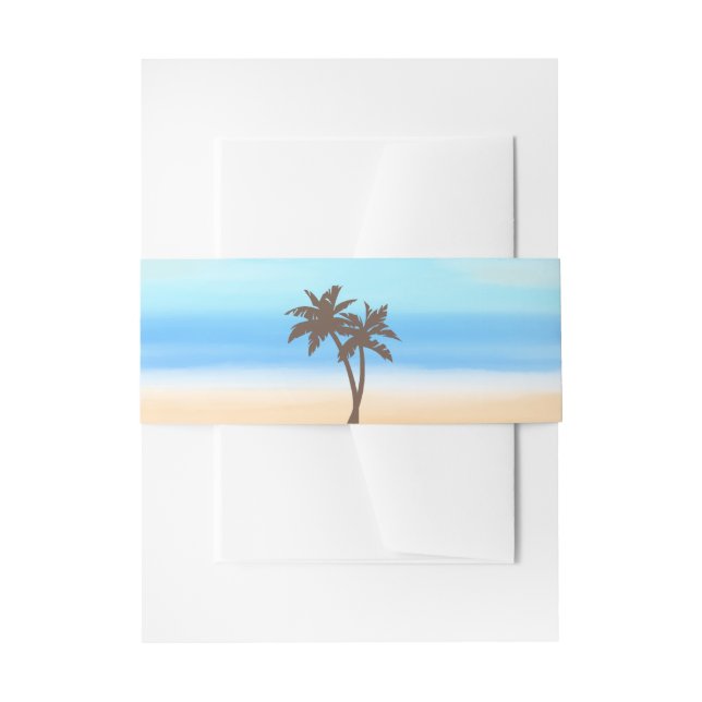 The Watercolor Beach Wedding Collection Invitation Belly Band (Front Example)