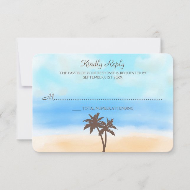 The Watercolor Beach Wedding Collection - RSVP (Front)