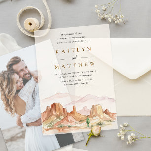The Watercolor Desert Range Wedding Suite - Vellum Invitations