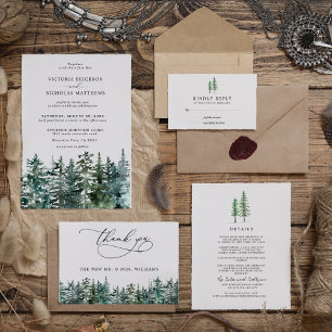 The Watercolor Pine Tree Forest Wedding Collection Enclosure Card