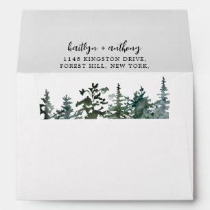 The Watercolor Pine Tree Forest Wedding Collection Envelope