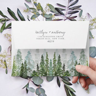 The Watercolor Pine Tree Forest Wedding Collection Envelope