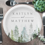 The Watercolor Pine Tree Forest Wedding Collection Paper Plate<br><div class="desc">Celebrate in style with these stylish and very trendy wedding paper plates. This design is easy to personalize with your special event wording and your guests will be thrilled when they see these fabulous plates.</div>