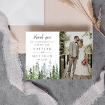 The Watercolor Pine Tree Forest Wedding Collection Thank You Card<br><div class="desc">Give thanks in style with these elegant and very trendy wedding photo thank you cards. The design is easy to personalize with your own special thank you wording and a photo of your choice and your guests will be thrilled when they receive these fabulous thank you cards. Matching wedding items...</div>