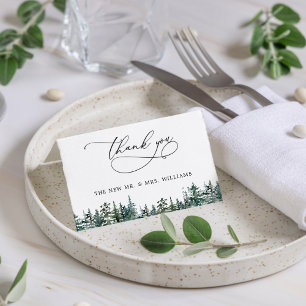 The Watercolor Pine Tree Forest Wedding Collection Thank You Card
