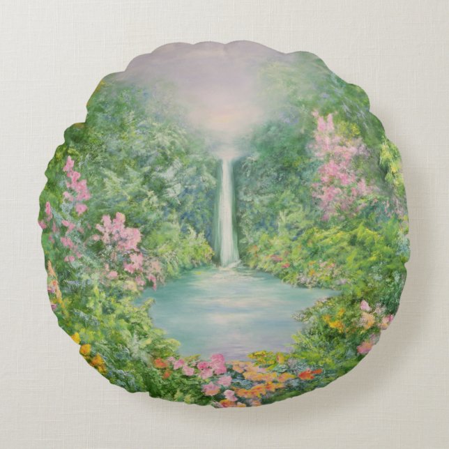 The Waterfall 1997 Round Pillow (Front)