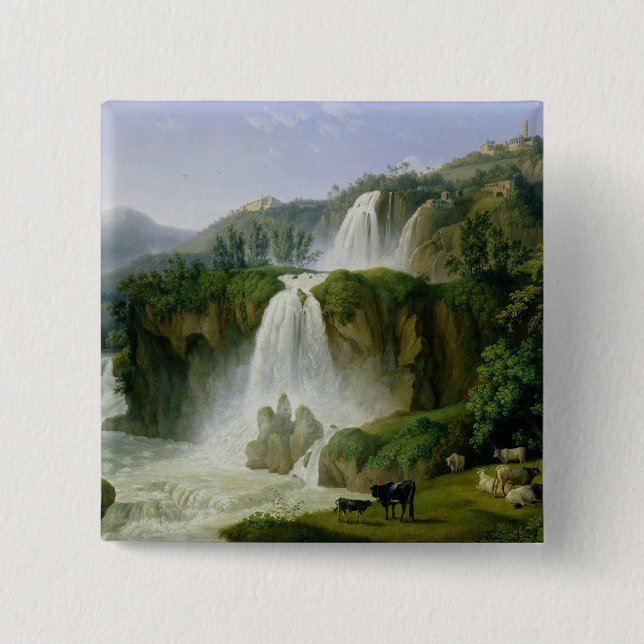 The Waterfall at Tivoli, 1785 2 Inch Square Button (Front)