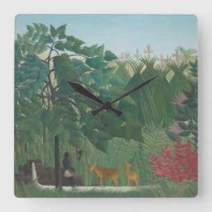 The Waterfall by Henri Rousseau, Vintage Fine Art Square Wall Clock