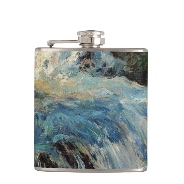 The Waterfall by John Henry Twachtman Hip Flask (Front)