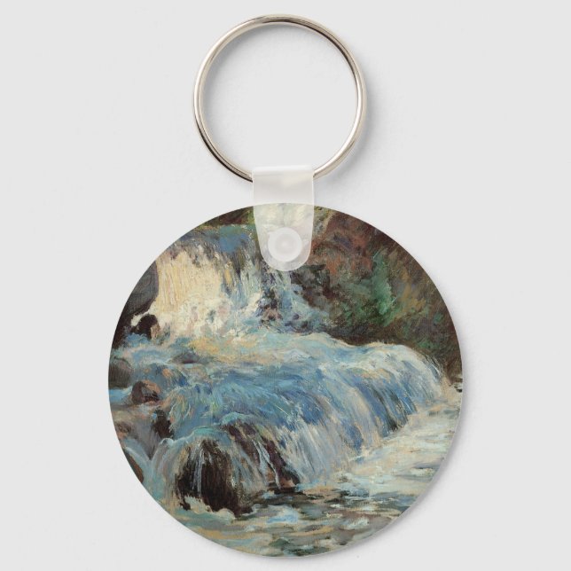 The Waterfall by Twachtman, Vintage Impressionism Keychain (Front)