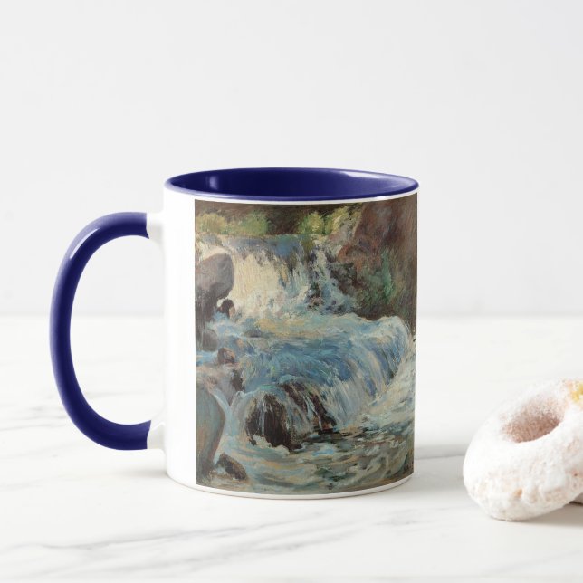 The Waterfall by Twachtman, Vintage Impressionism Mug (With Donut)