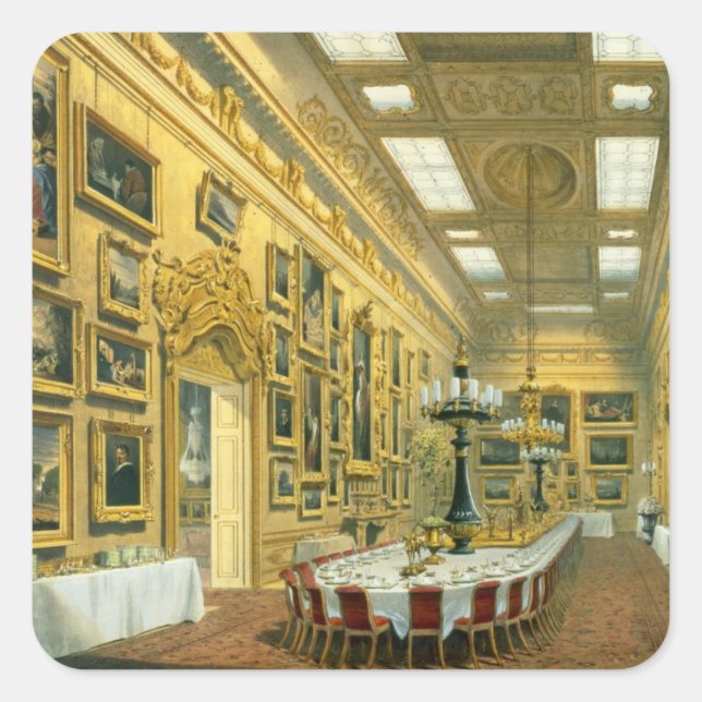 The Waterloo Gallery, Apsley House, reproduced in Square Sticker (Front)