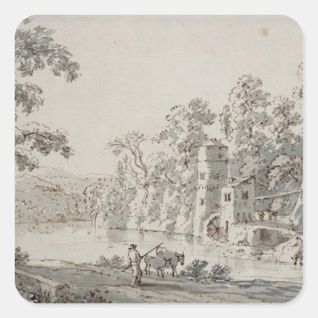 The Watermill by the Ford Square Sticker (Front)