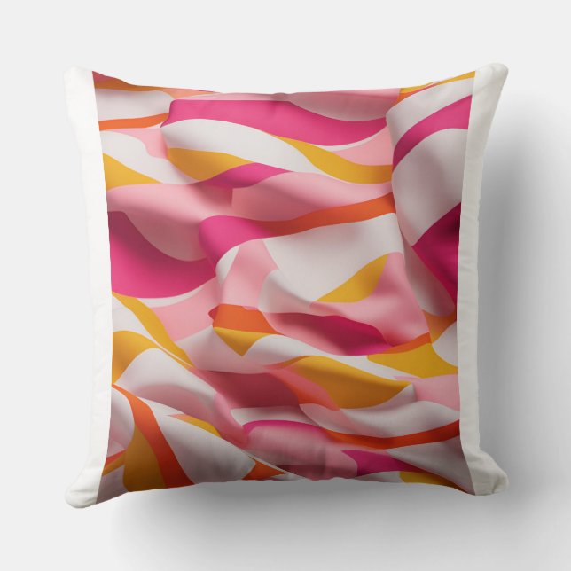 The Wave of Bright Throw Pillow (Back)