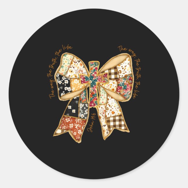 The Way The Truth The Life Coquette Christian Vers Classic Round Sticker (Front)