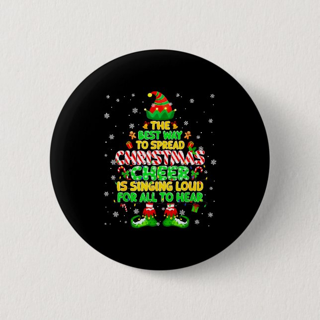 The Way To Spread Christmas Elf Xmas Boys Mens Kid 2 Inch Round Button (Front)