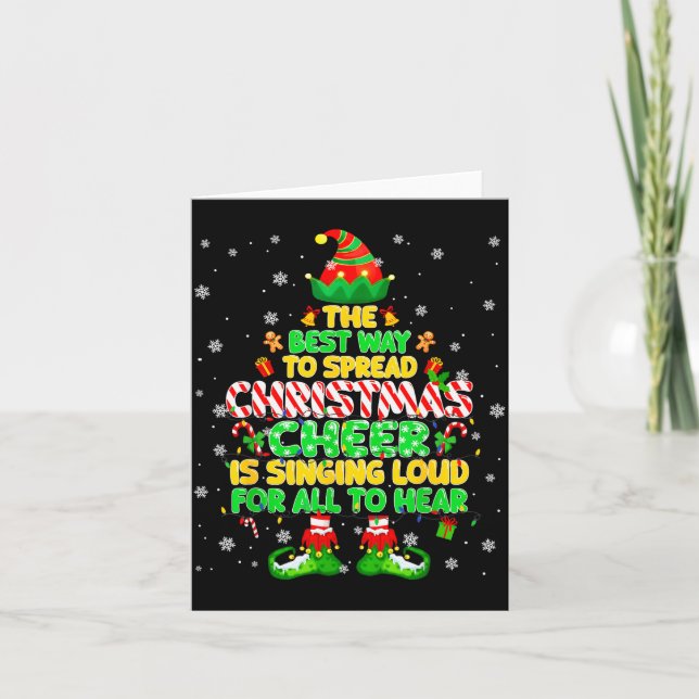 The Way To Spread Christmas Elf Xmas Boys Mens Kid Card (Front)