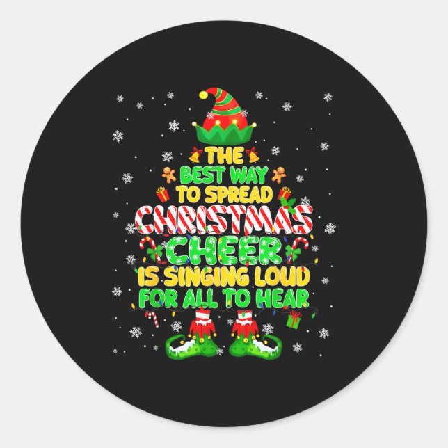 The Way To Spread Christmas Elf Xmas Boys Mens Kid Classic Round Sticker (Front)