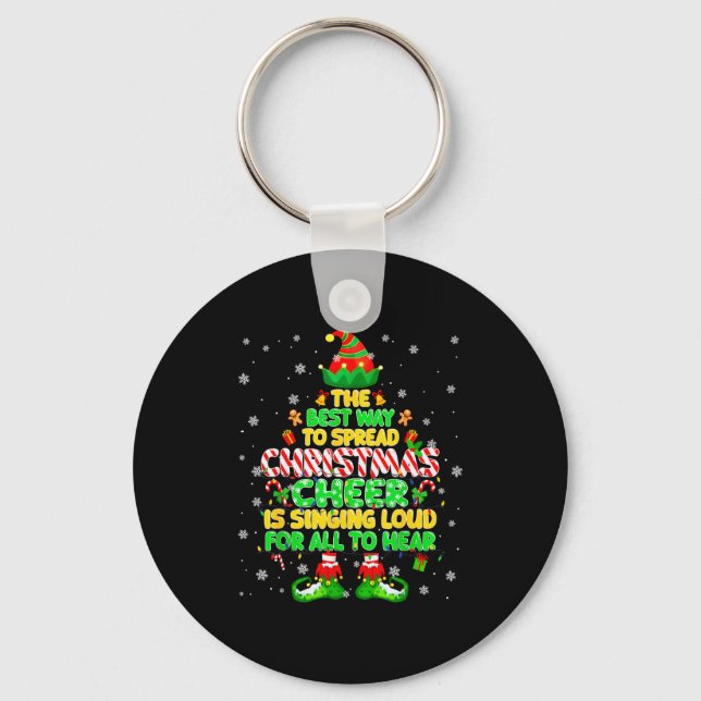 The Way To Spread Christmas Elf Xmas Boys Mens Kid Keychain (Front)
