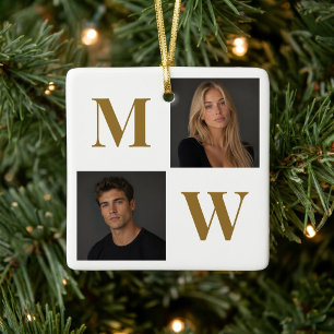 The Way We Are Custom Couple Black Photo Initial Ceramic Ornament