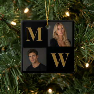 The Way We Are Custom Couple Black Photo Initial Ceramic Ornament