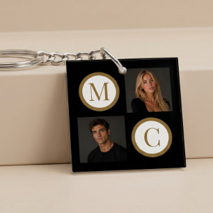 The Way We Are Custom Couple Photo Monogram Black Keychain