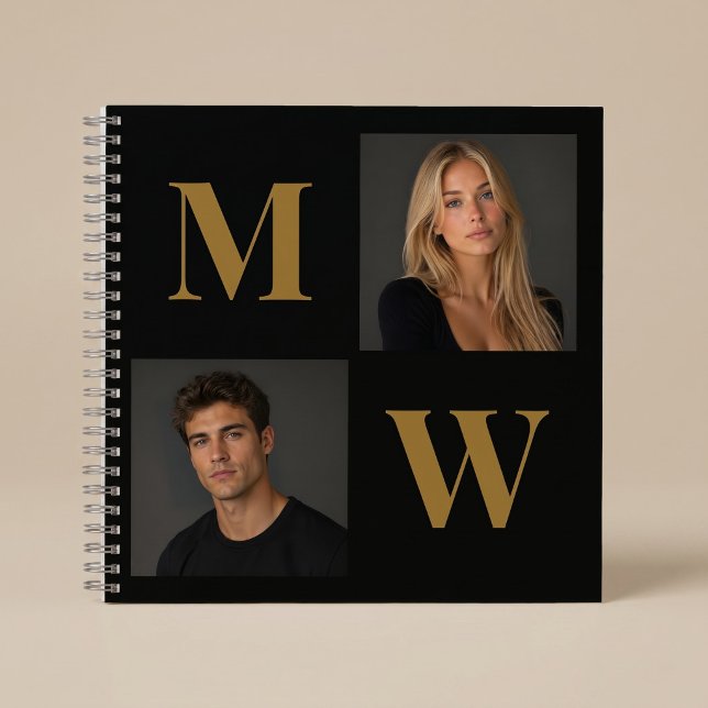 The Way We Are Custom Couple Photo Monogram Black Notebook (Creator Uploaded)