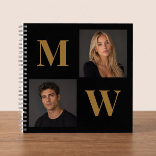 The Way We Are Custom Couple Photo Monogram Black Notebook