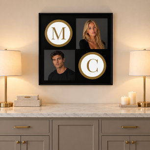 The Way We Are Custom Couple Photo Monogram Black Poster