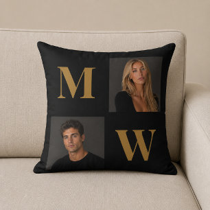 The Way We Are Custom Couple Photo Monogram Black Throw Pillow