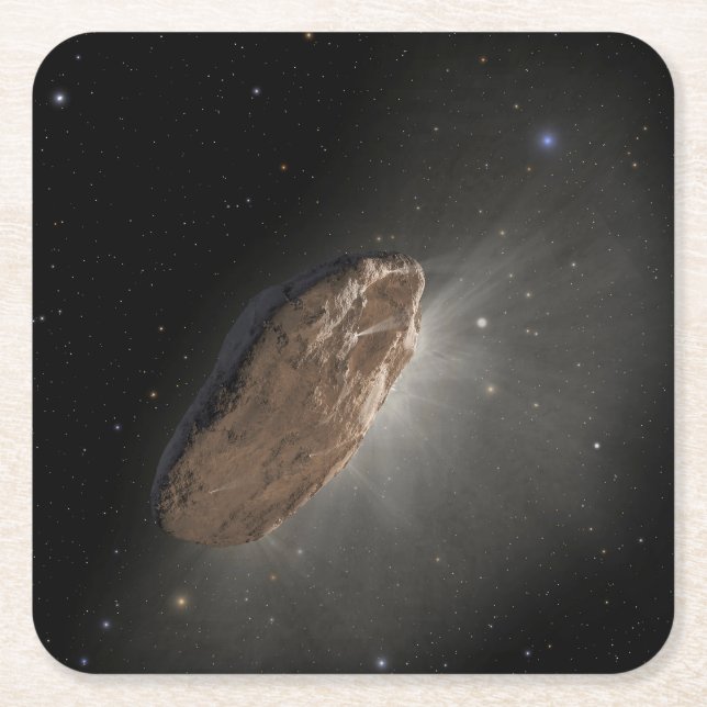 The Wayward Interstellar Object Oumuamua. Square Paper Coaster (Front)