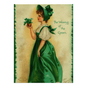 "The Wearing of the Green" vintage card, 1907 Poster