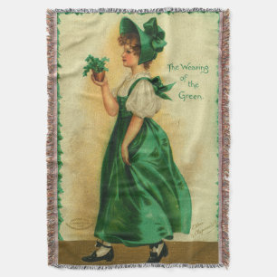 "The Wearing of the Green" vintage card, 1907 Throw Blanket