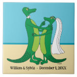 The Wedding Alligators Ceramic Tile<br><div class="desc">A whimsical congratulatory ceramic tile gift for the new couple or for an anniversary! 2 fabulously funny alligators! Personalize this tile with the couple's names and wedding date.  OR...  delete the text if you wish.</div>