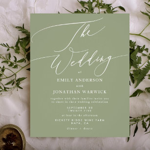 The Wedding Budget Sage Green White Elegant Invite Flyer