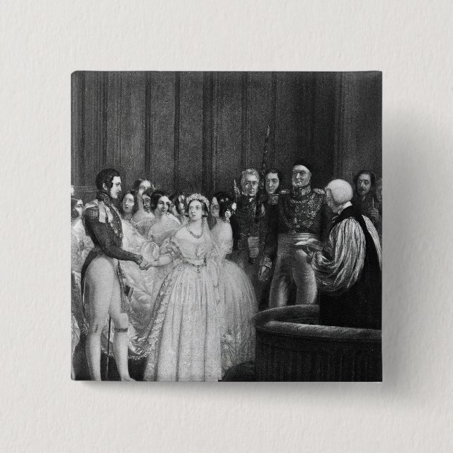 The wedding ceremony 2 inch square button (Front)