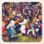 The Wedding Dance, Pieter Bruegel Square Paper Coaster<br><div class="desc">Pieter Bruegel the Elder (1525–1530 – 9 September 1569) was the most significant artist of Dutch and Flemish Renaissance painting, a painter and printmaker from Brabant, known for his landscapes and peasant scenes (so-called genre painting); he was a pioneer in making both types of subject the focus in large paintings....</div>