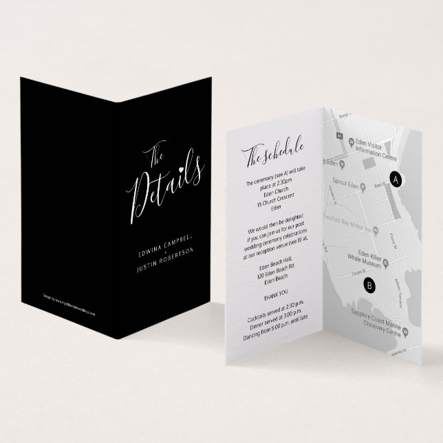 The wedding event details guest schedule map coral (Inside and Outside)