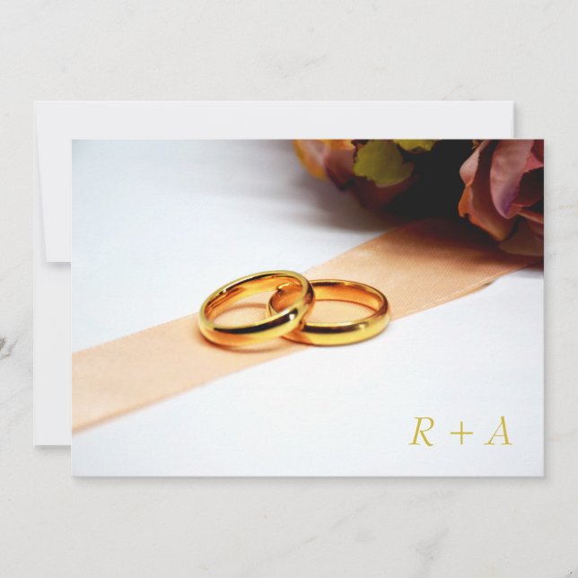 The wedding invitation - Ring and Rose (Front)