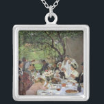 The Wedding Meal at Yport, 1886 Silver Plated Necklace<br><div class="desc">The Wedding Meal at Yport,  1886 | by Albert-Auguste Fourie | Art Location: Musee des Beaux-Arts,  Rouen,  France | French Artist | Image Collection Number: XOU23898</div>