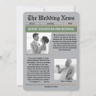 The Wedding News Vintage Newspaper Wedding  Invitation