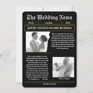 The Wedding News Vintage Newspaper Wedding  Invitation