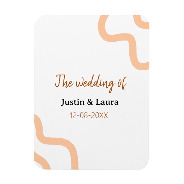 The wedding of add bride groom name date peach magnet (Vertical)