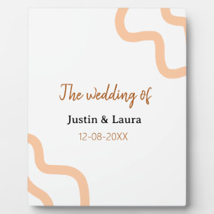 The wedding of add bride groom name date peach plaque