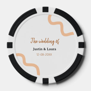 The wedding of add bride groom name date peach poker chips