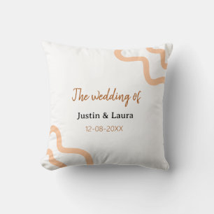 The wedding of add bride groom name date peach throw pillow