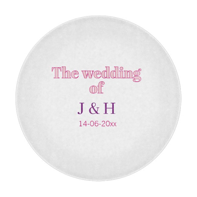 The wedding of add couple name initial letter date cutting board (Front)