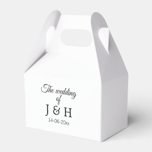 The wedding of add couple name initial letter date favor box