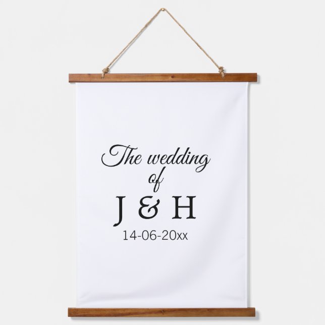 The wedding of add couple name initial letter date hanging tapestry (Front)
