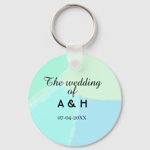 The wedding of add couple name initial letter date keychain